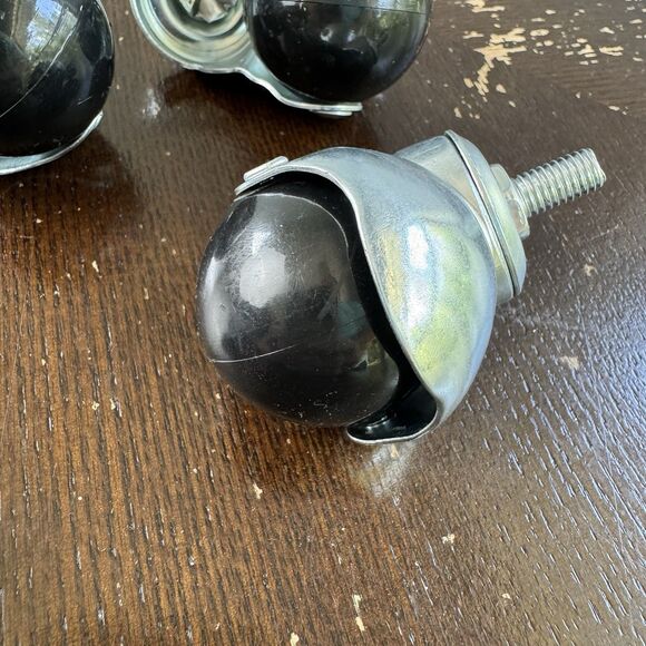 Castor Wheels Set Of 4 (2 Locking) Swivel Spherical Globe Shape - Picture 4 of 6